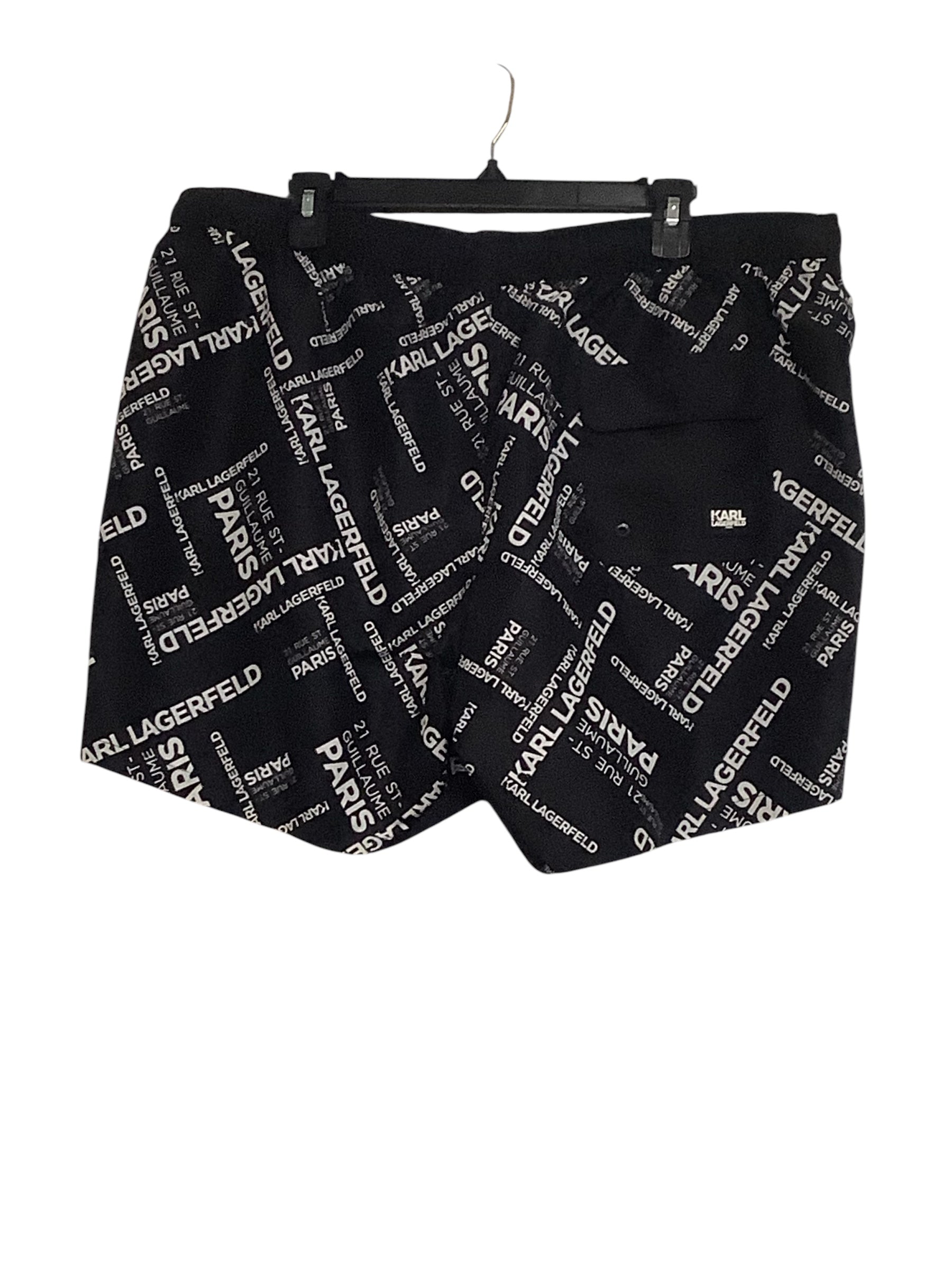Karl Lagerfeld Men's Black All Over Print Swim Trunks XXL 2XL Black White