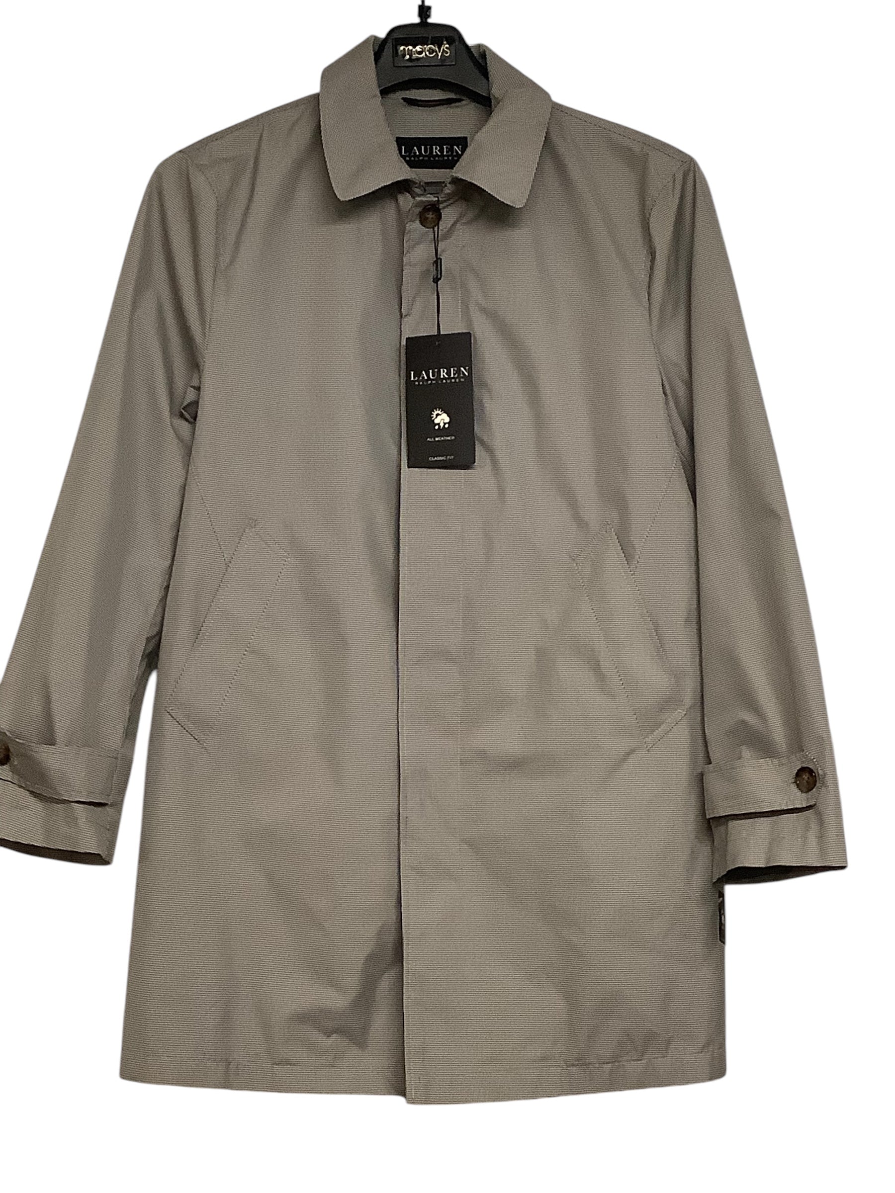 Lauren Ralph Lauren Mens Raincoat Coat 36S Black White Houndstooth
