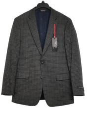 Tommy Hilfiger Mens Modern Sport Coat Blazer 40R Grey Blue Brown Plaid