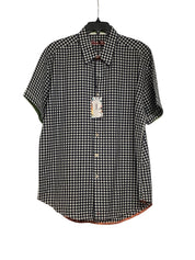 Robert Graham Mens Modern Fit Short Sleeve Button Shirt XXL 2XL Blue Checkered
