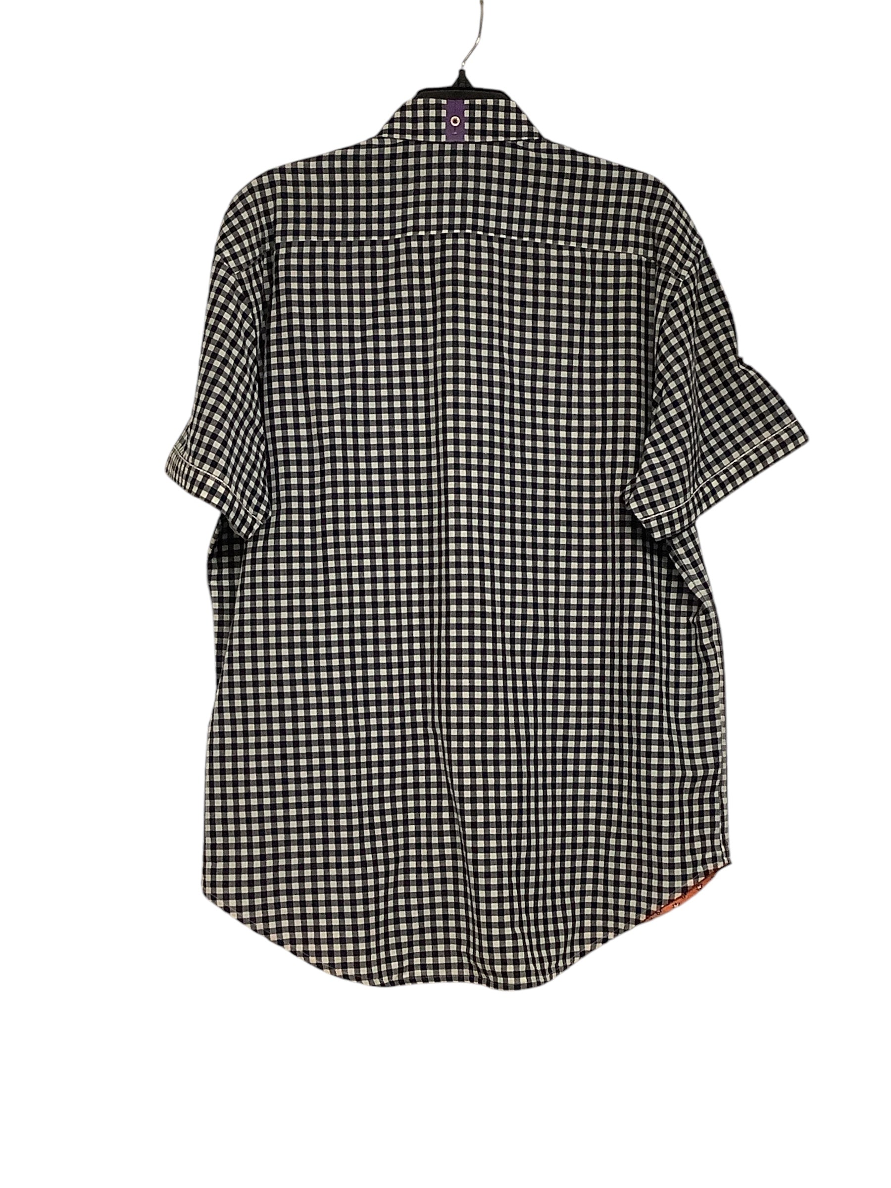 Robert Graham Mens Modern Fit Short Sleeve Button Shirt XXL 2XL Blue Checkered
