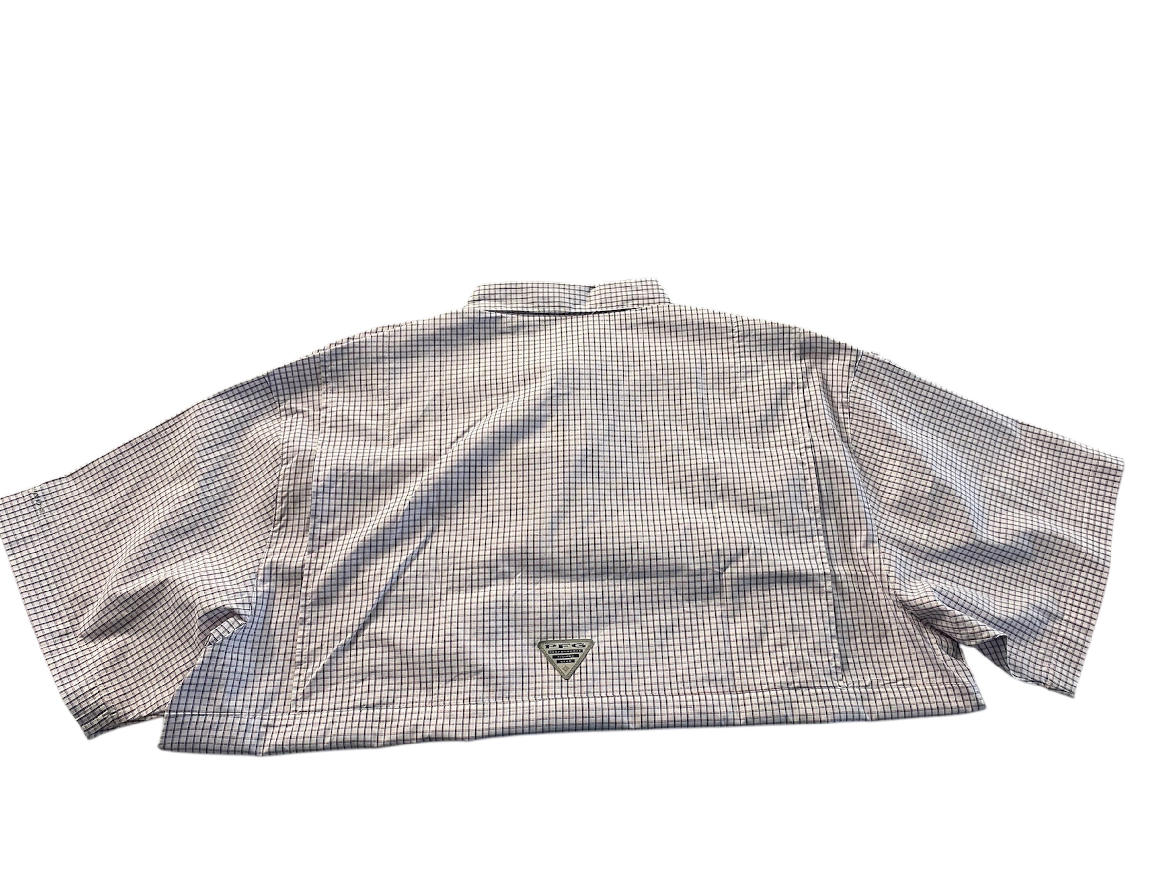 Columbia Mens Super Tamiami Regular fit Short Sleeve Shirt XXL White Check