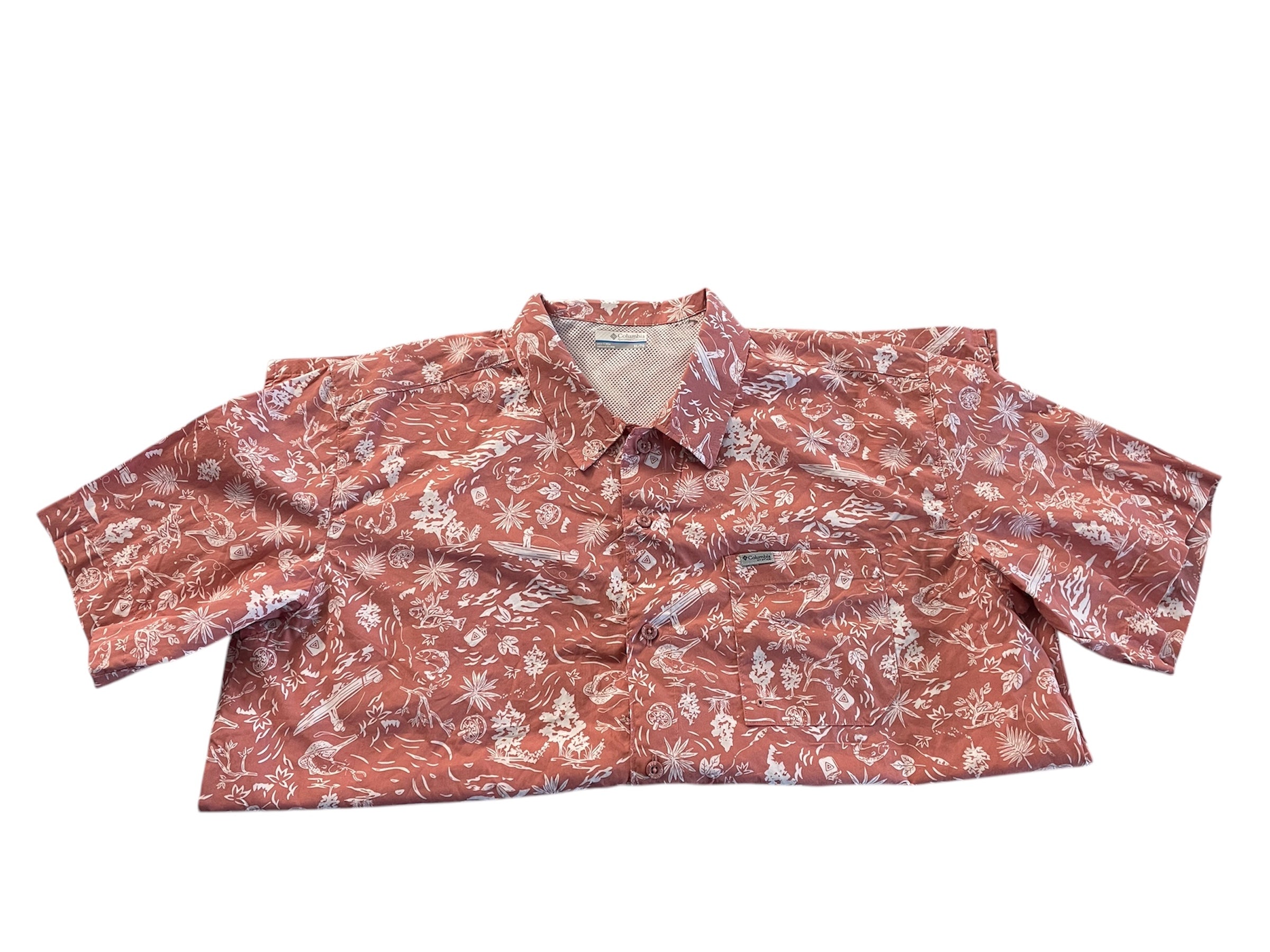 Columbia Mens Regular fit Short Sleeve Button-Up Shirt XL Red