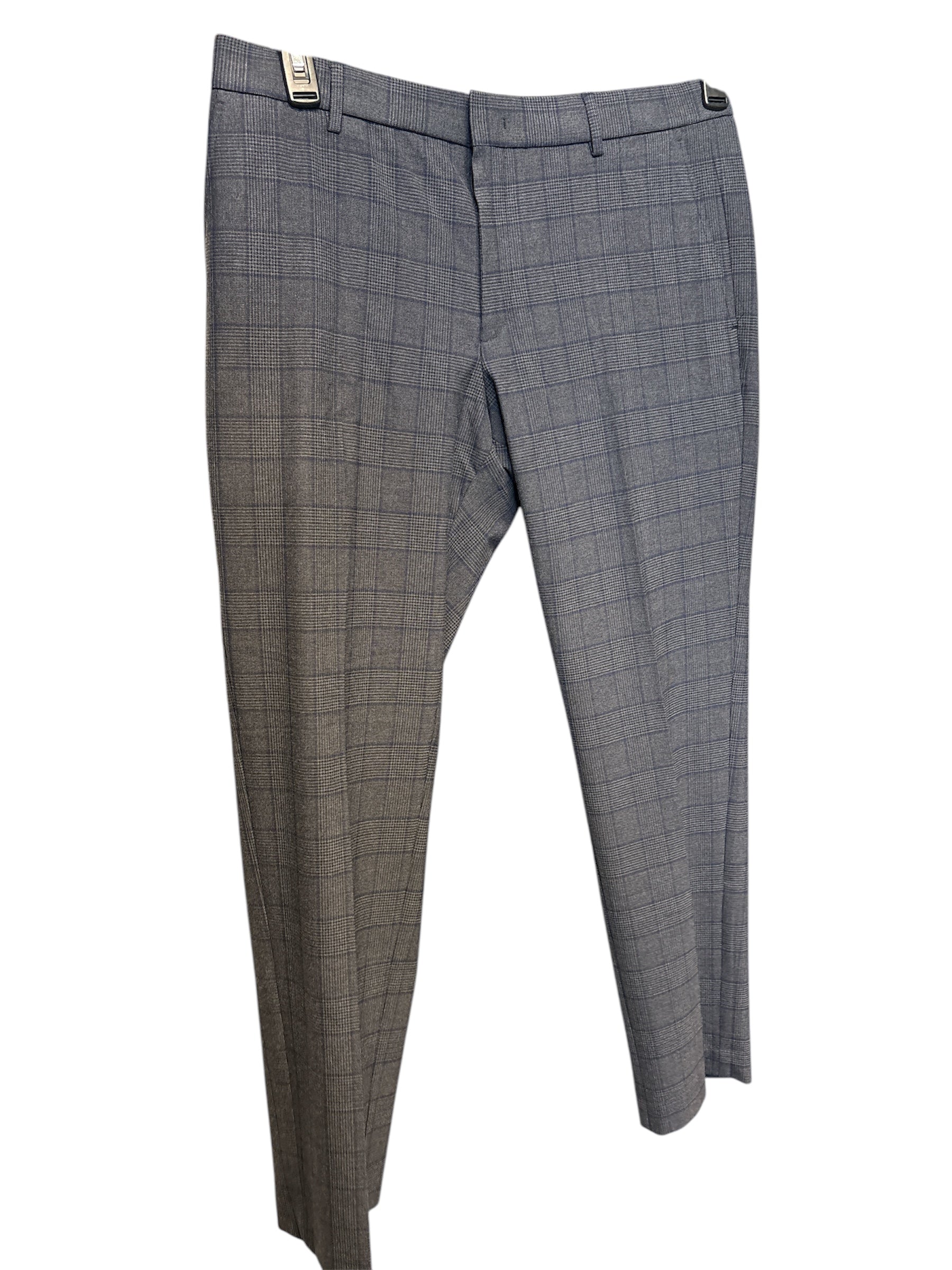 Tommy Hilfiger Mens Modern fit Dress Pants 34 / 34 Grey Blue Plaid Stretch