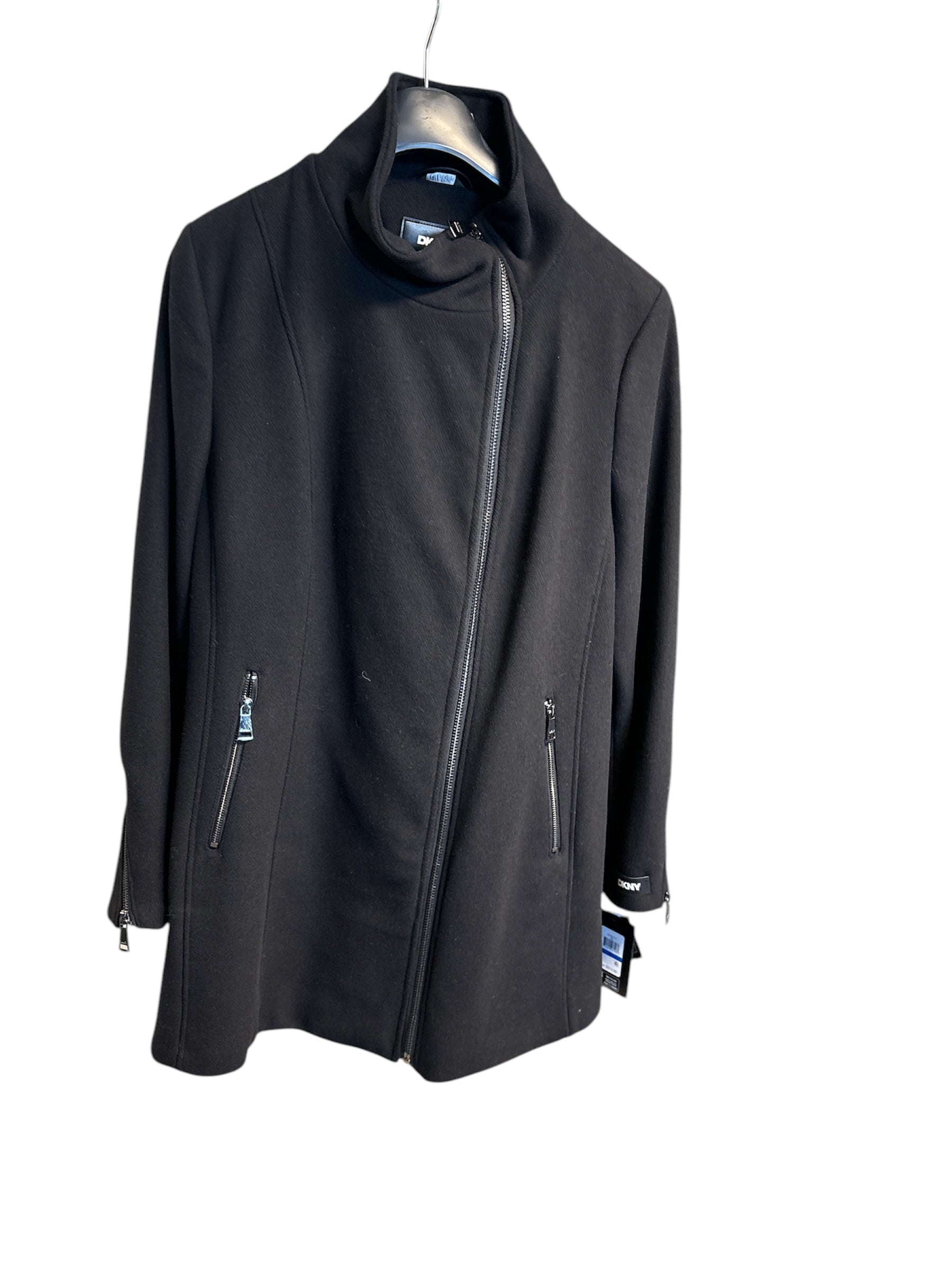 DKNY Womens Walker Coat XL Black Solid