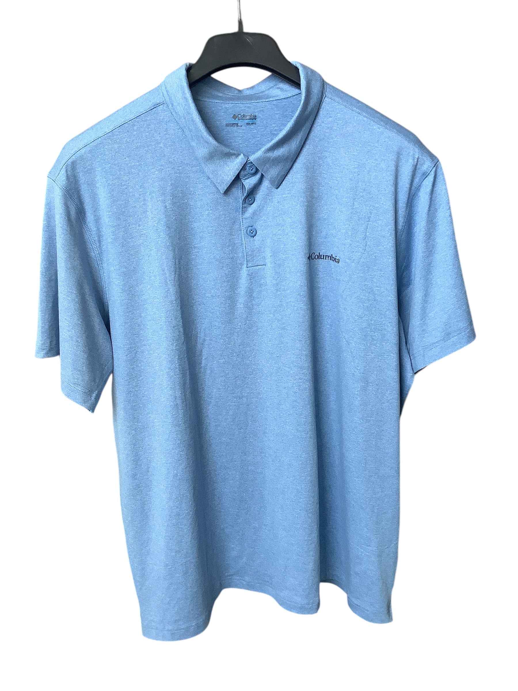 Columbia Mens Regular fit Short Sleeve Polo Shirt XXL Blue Moisture Wicking