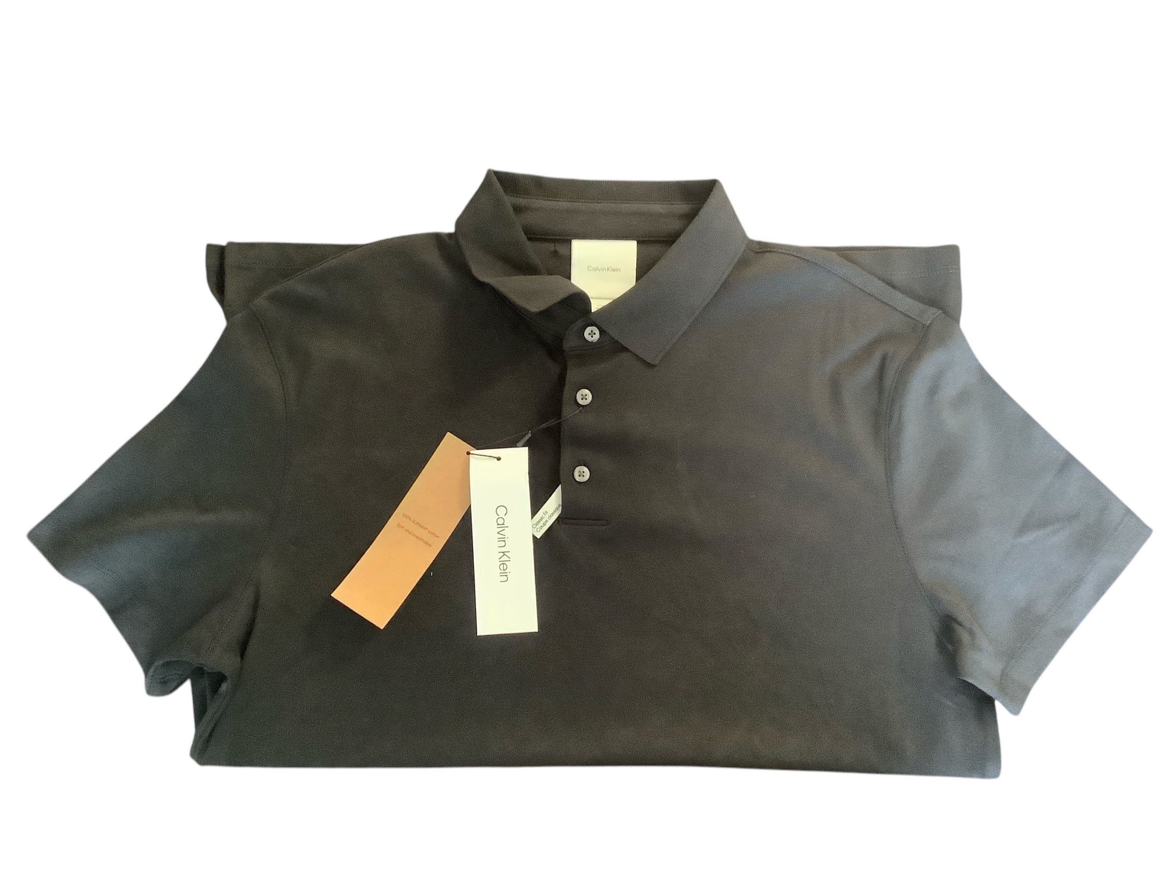 Calvin Klein Mens Classic fit Short Sleeve Polo Shirt Small Black Solid