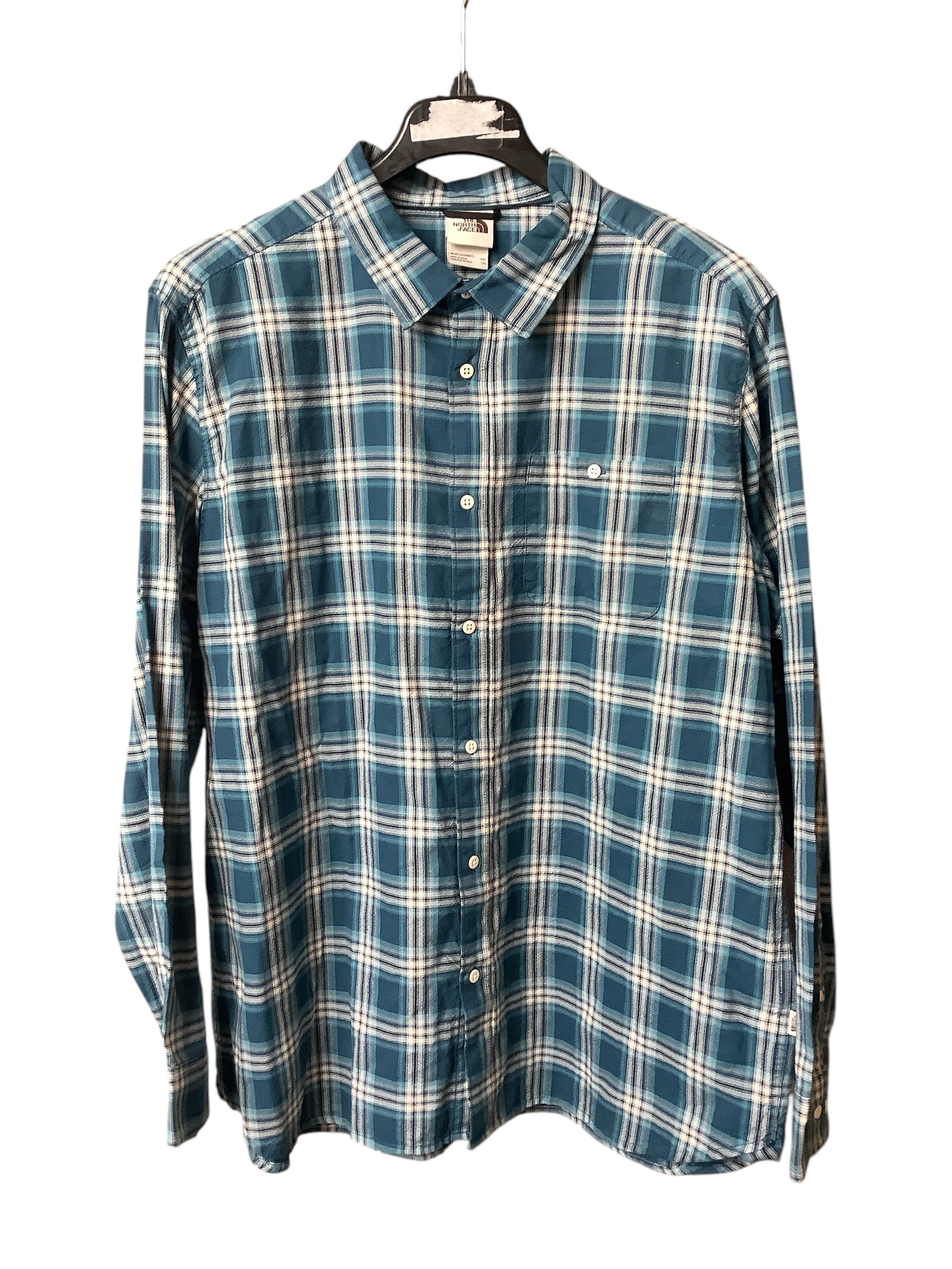 The North Face Menss Regular fit Long Sleeve Button-Up Shirt XXL Blue Plaid