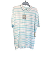 PGA TOUR Mens Athletic fit Short Sleeve Polo Shirt Medium White Striped Stretch