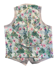 Bar Iii Mens Slim fit Button-Up Vest Small Light Blue Linen