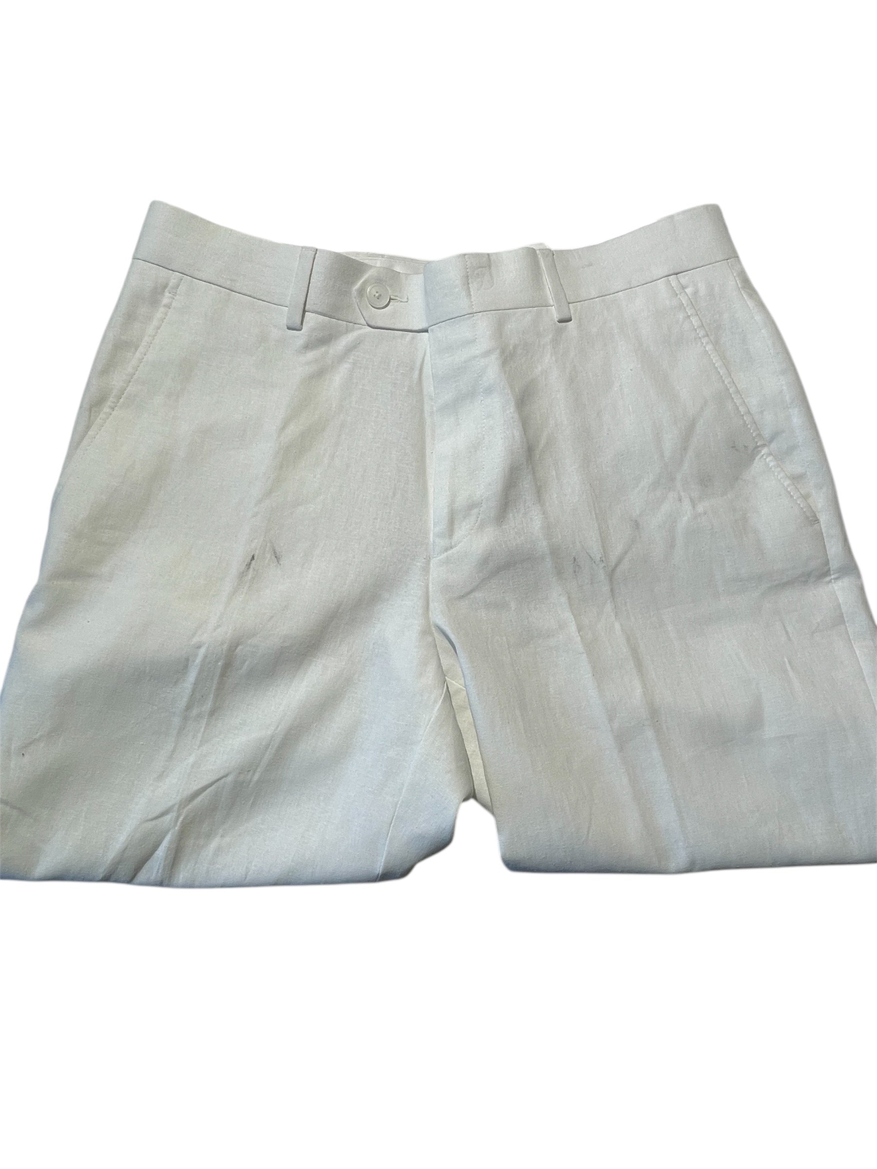 Bar Iii Mens Slim fit Dress Pants 30 / 32 White Solid Stretch Linen