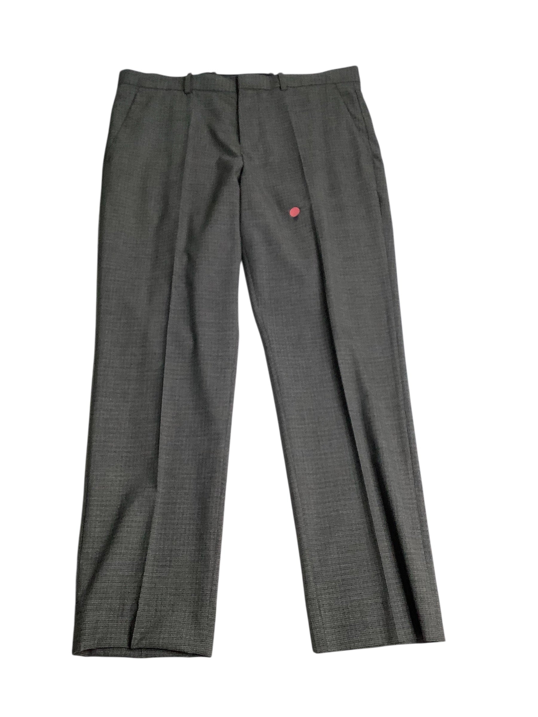 Perry Ellis Mens Slim fit Dress Pants 34 / 32 Charcoal  Grey Plaid