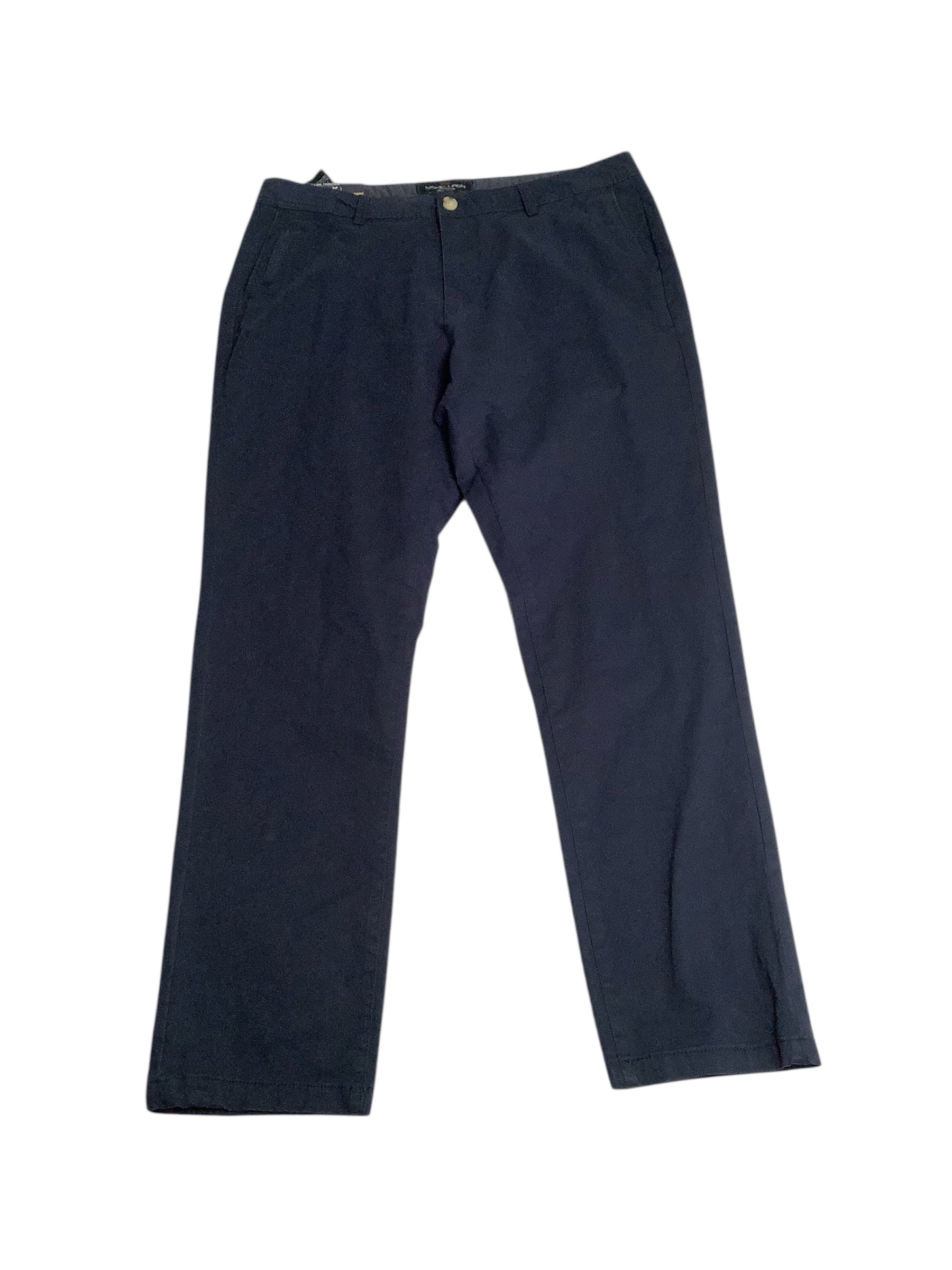 Nickel & Iron Mens Slim fit Casual Pants 36 / 30 Navy Blue Solid