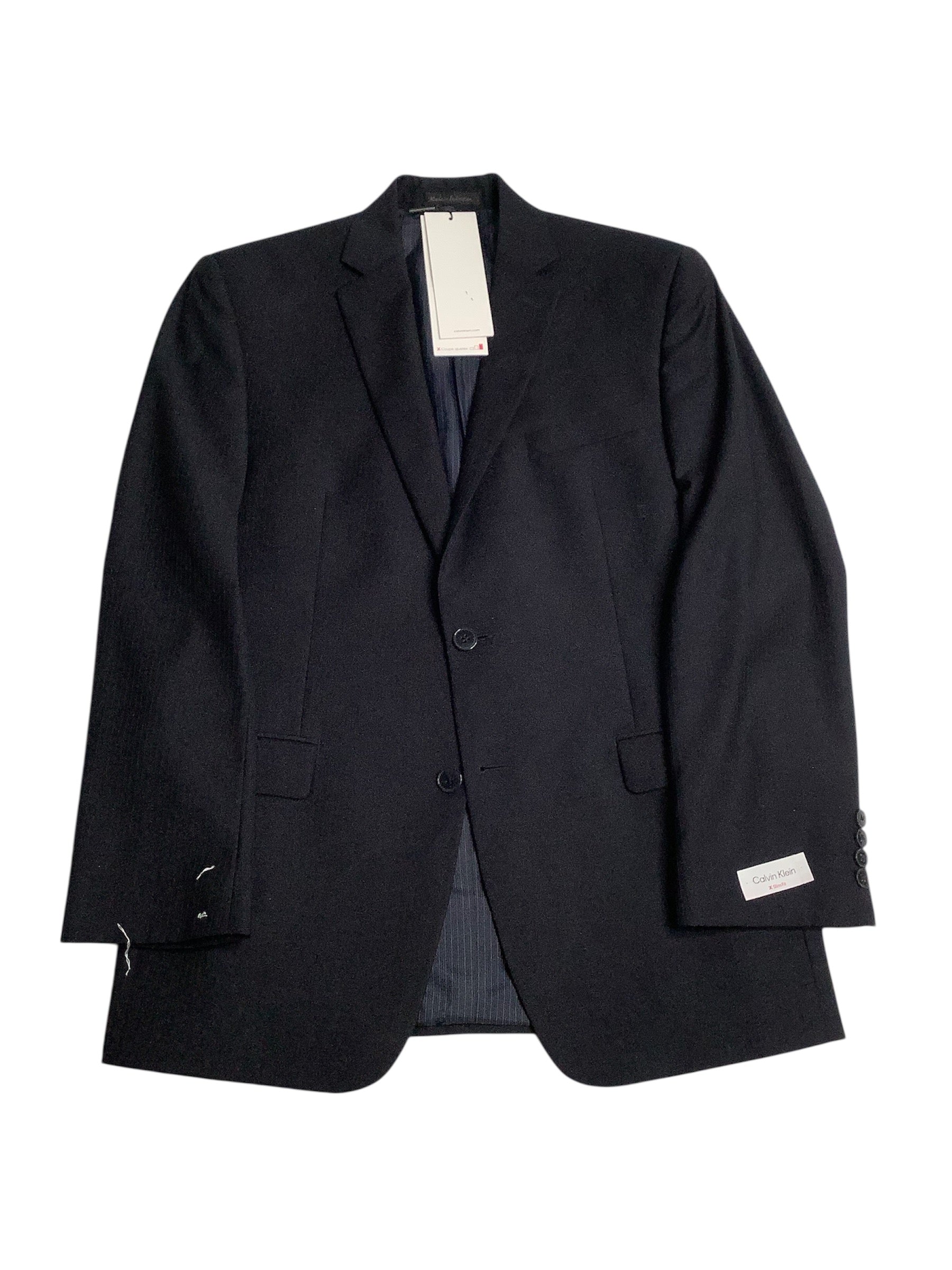 Calvin Klein Mens Slim fit Suit Jacket Blazer 38 R Navy Blue Striped Wool