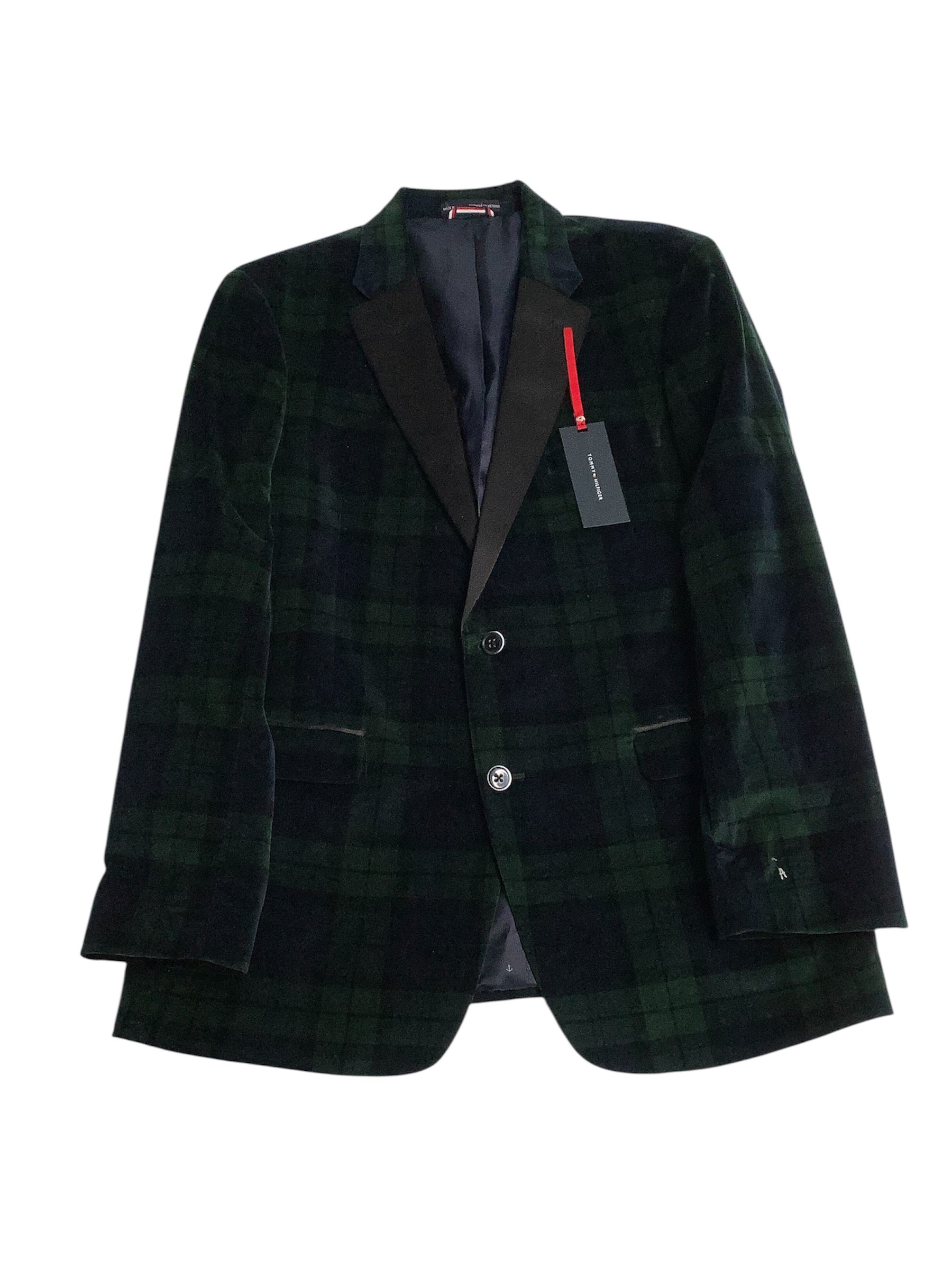 Tommy Hilfiger Mens Slim fit Sport Coat Blazer 42 R Dark Green Plaid