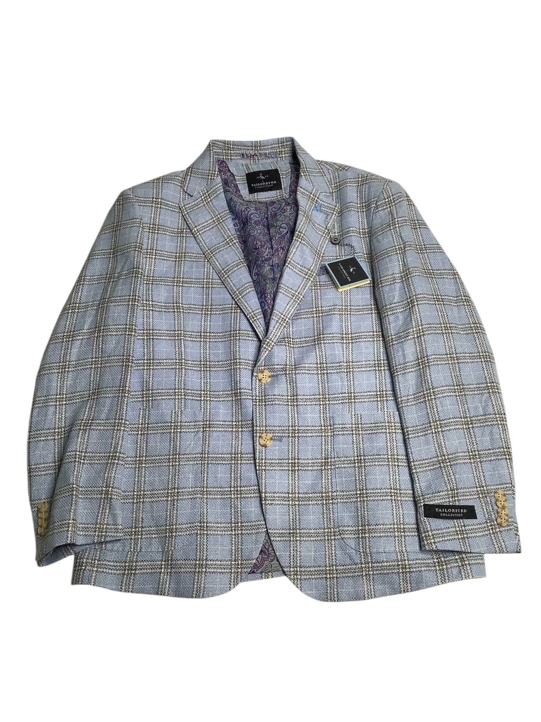 Tailorbyrd Mens Modern fit Sport Coat Blazer 40 S Multi Blue Plaid
