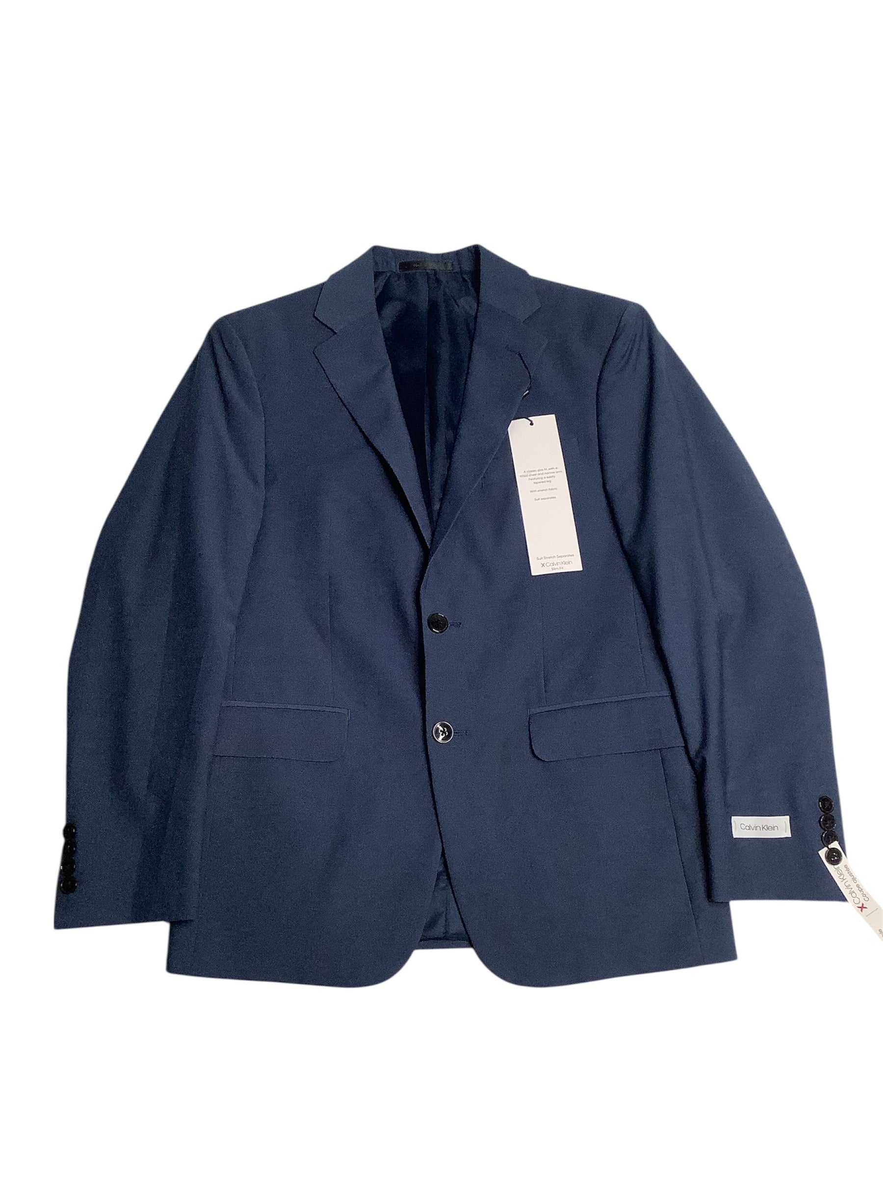 Calvin Klein Mens Slim fit Sport Coat Blazer 38 S Navy Blue Solid
