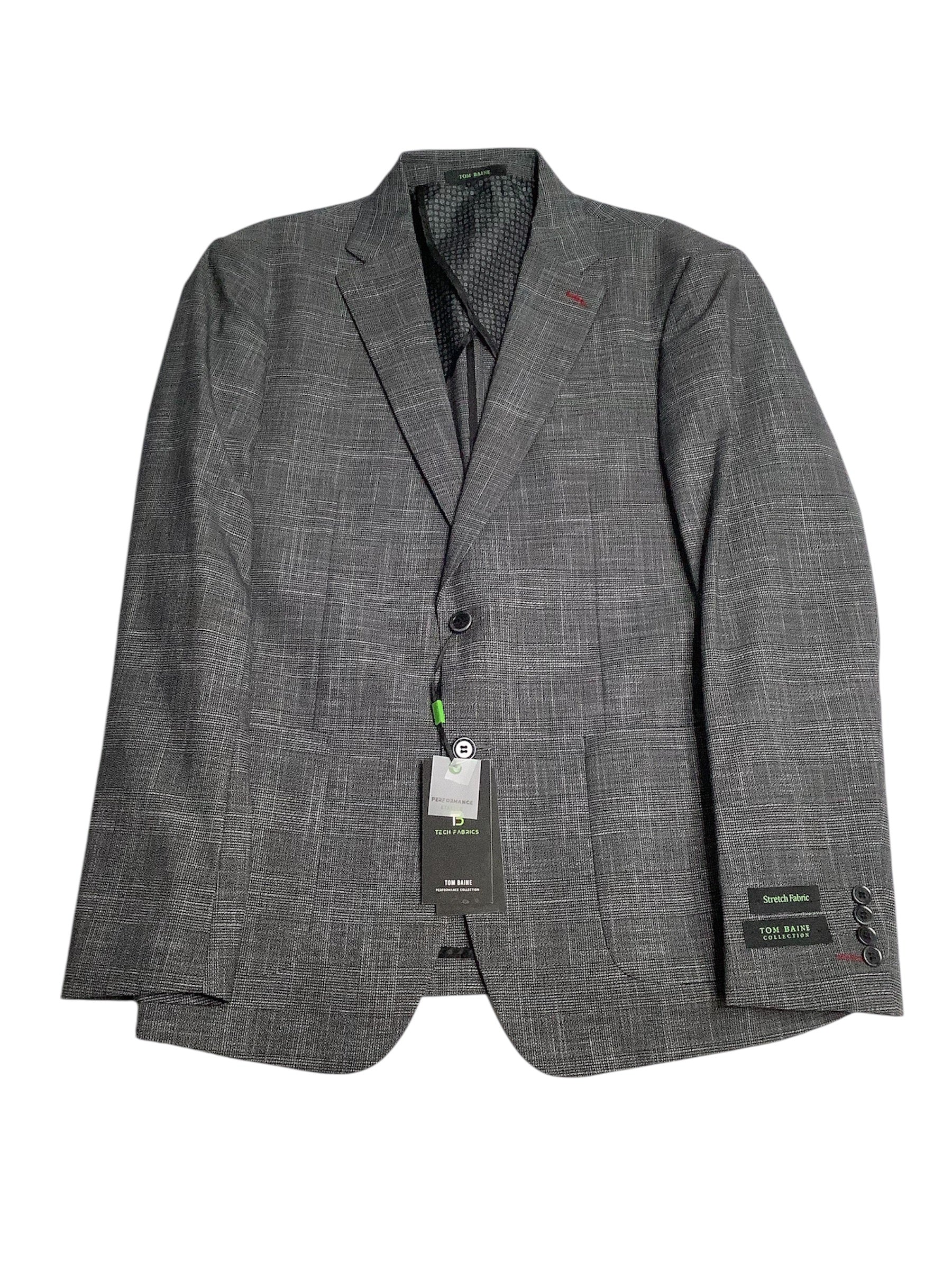 Tommy Hilfiger Mens Classic fit Sport Coat Blazer 44 XL Charcoal  Grey Plaid