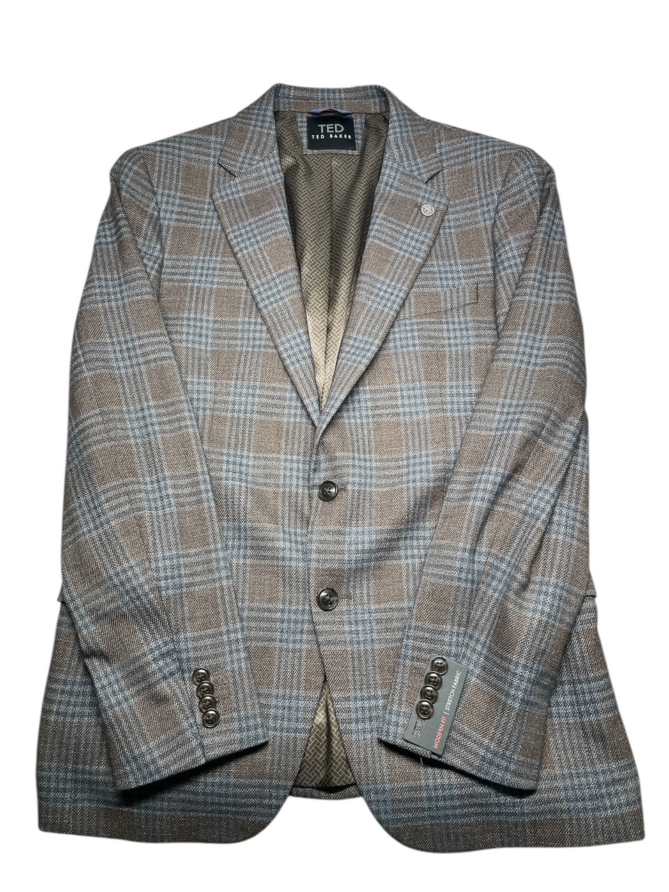 Ted Baker Mens Modern fit Suit Jacket Blazer 40 R Brown Plaid