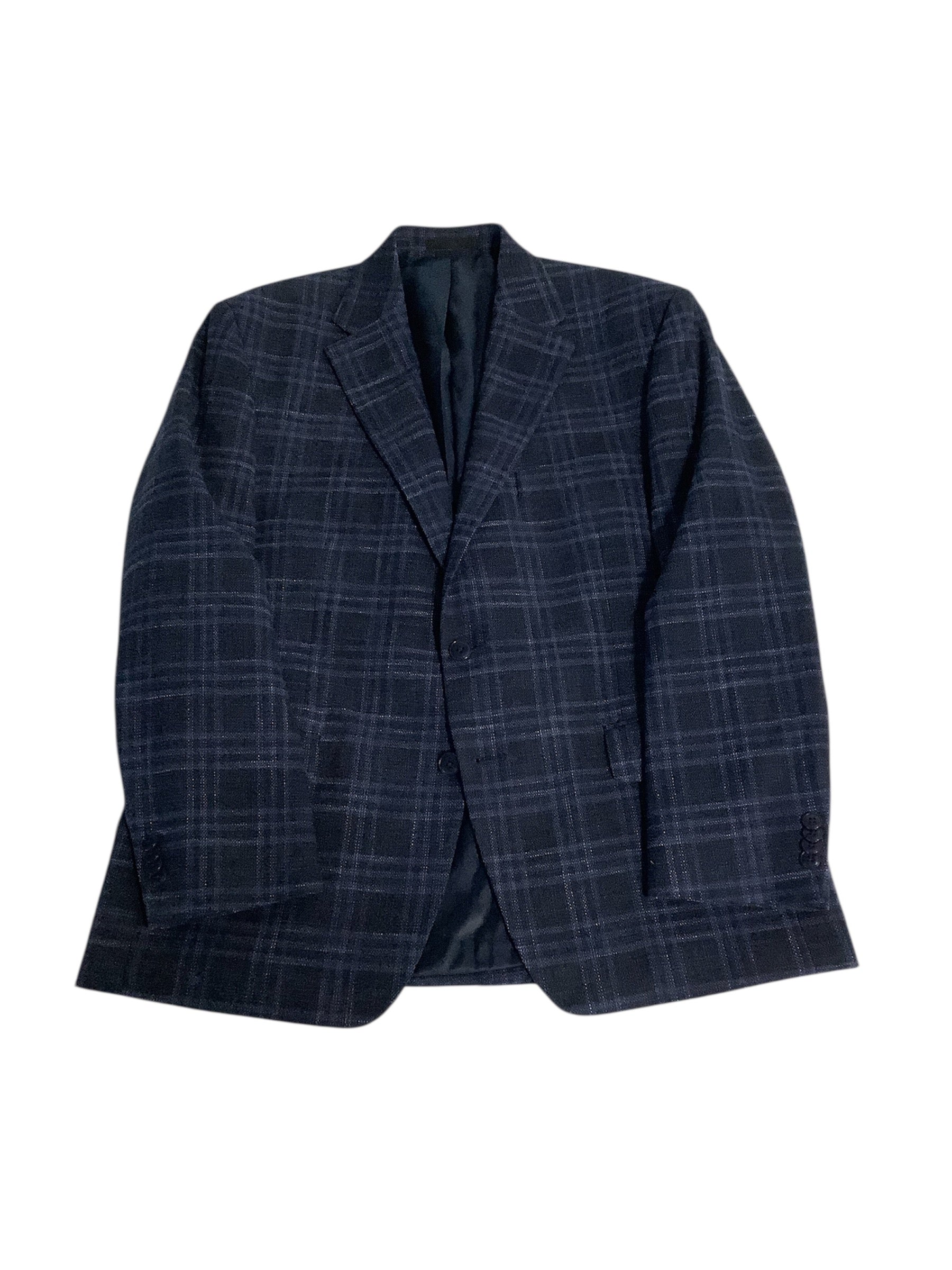 Michael Kors Mens Classic fit Suit Jacket Blazer 40 S Navy Blue Plaid