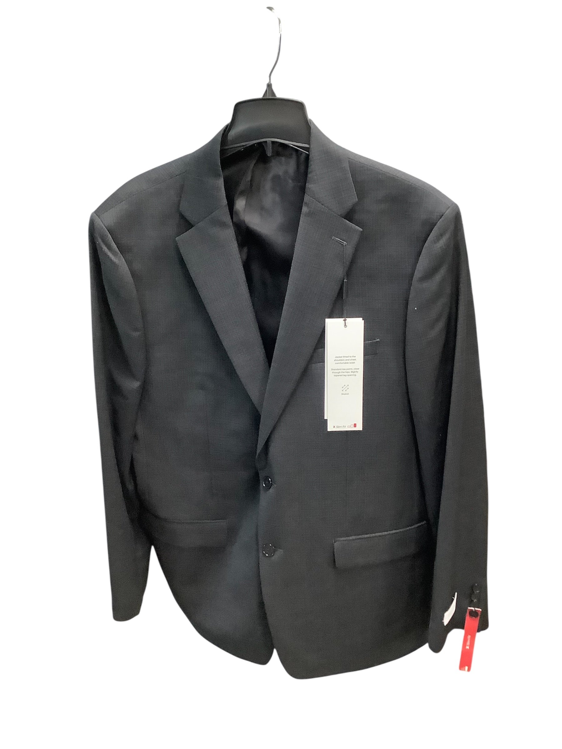 Calvin Klein Mens Slim fit Sport Coat Blazer 46 L Black Plaid