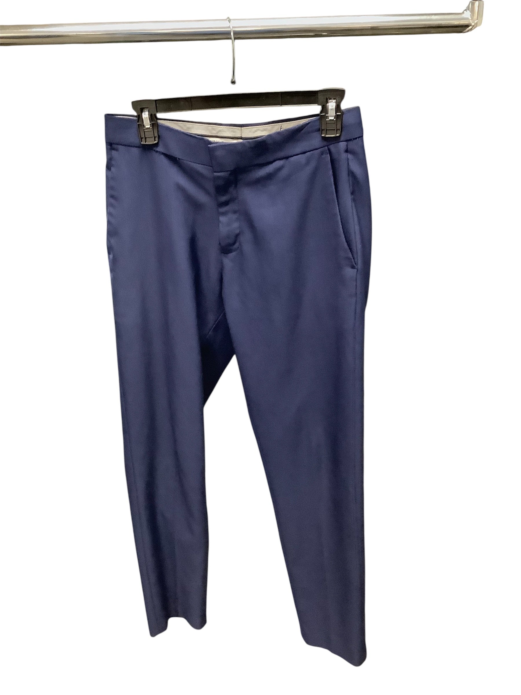 Haggar Mens Slim fit Dress Pants 30 / 31 Navy Blue Solid