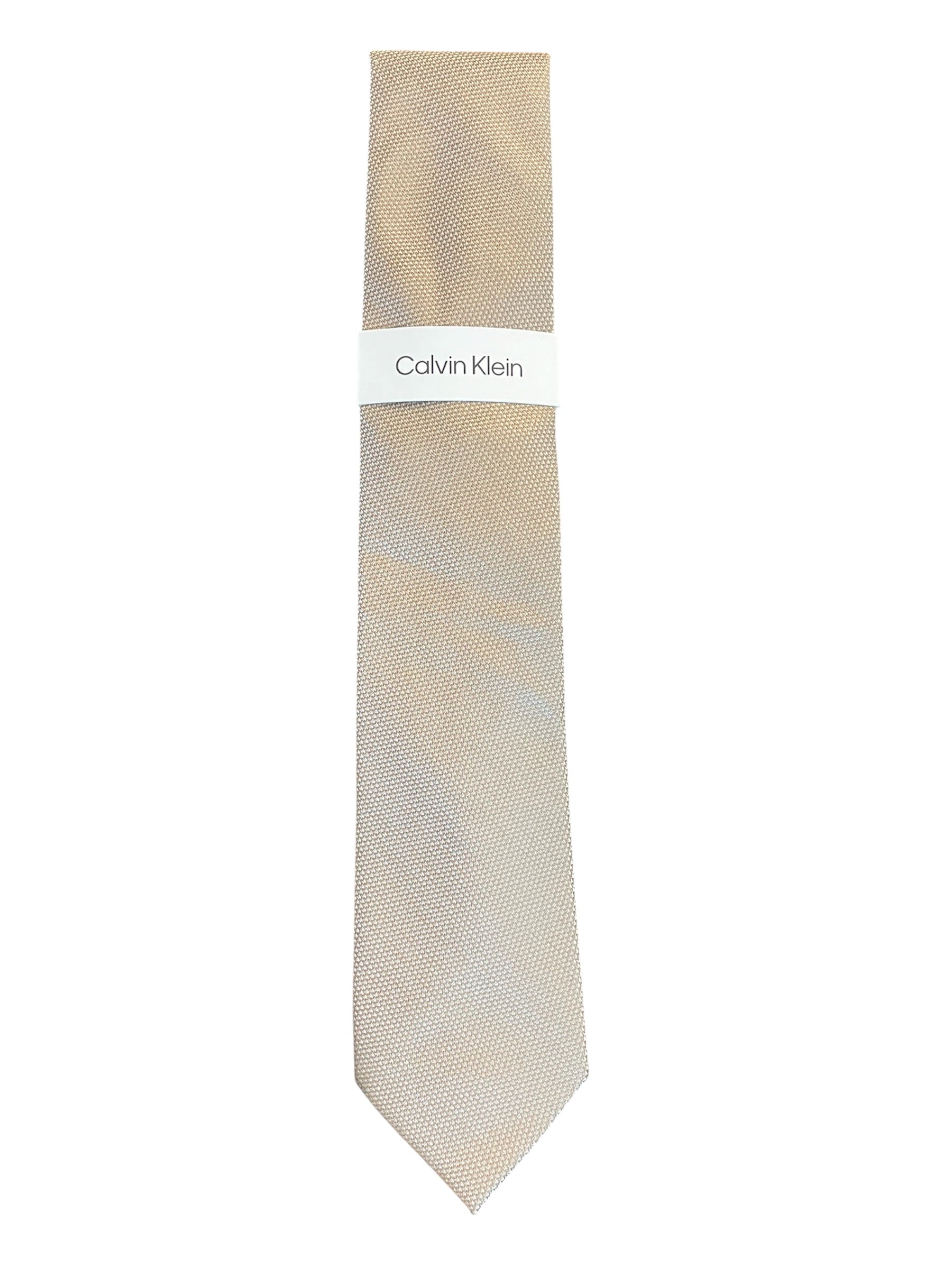 Calvin Klein Mens Ratcliff Solid Textured Neck Tie Beige Taupe