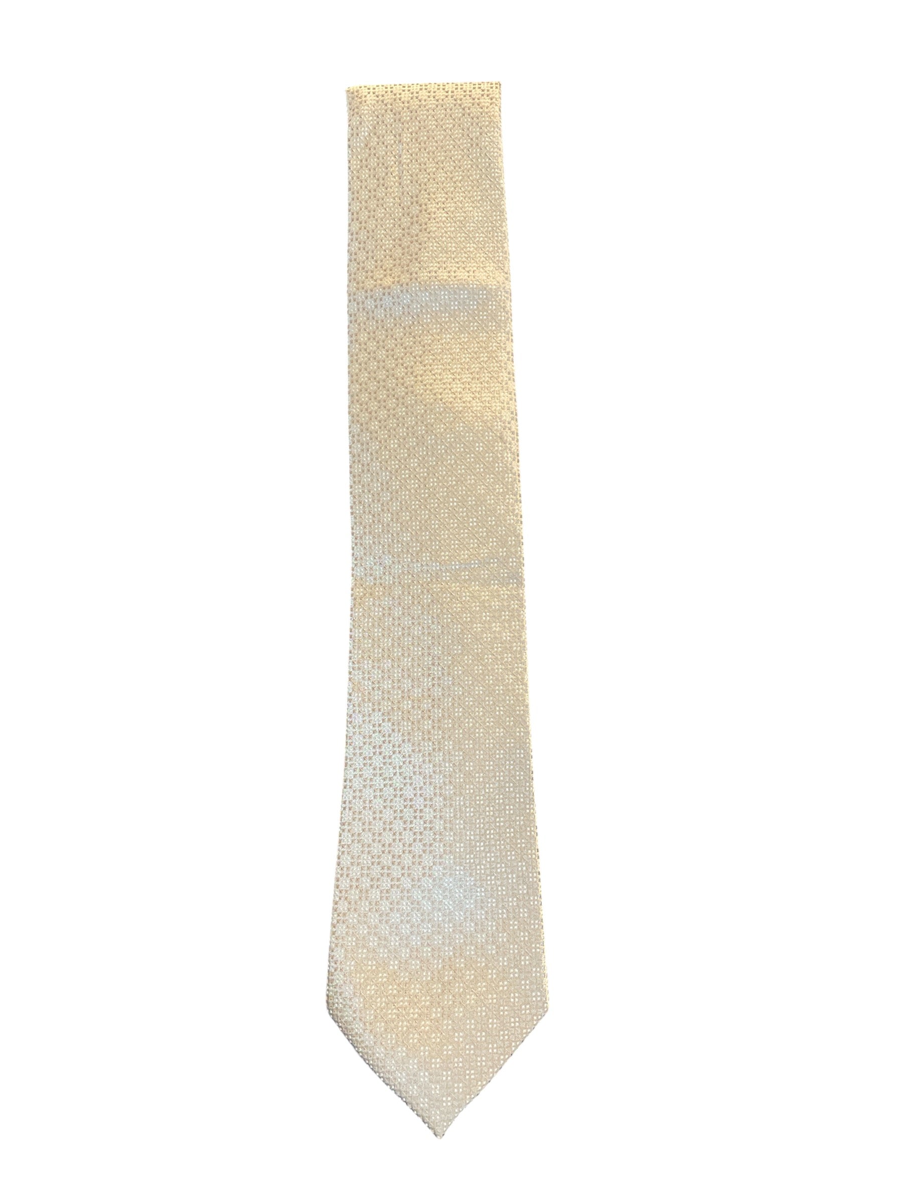 Calvin Klein Mens Ramos Textured Geo-Pattern Neck Tie Beige Taupe
