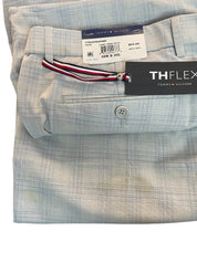 Tommy Hilfiger Mens Modern fit Dress Pants 38 / 30 Light Grey Plaid