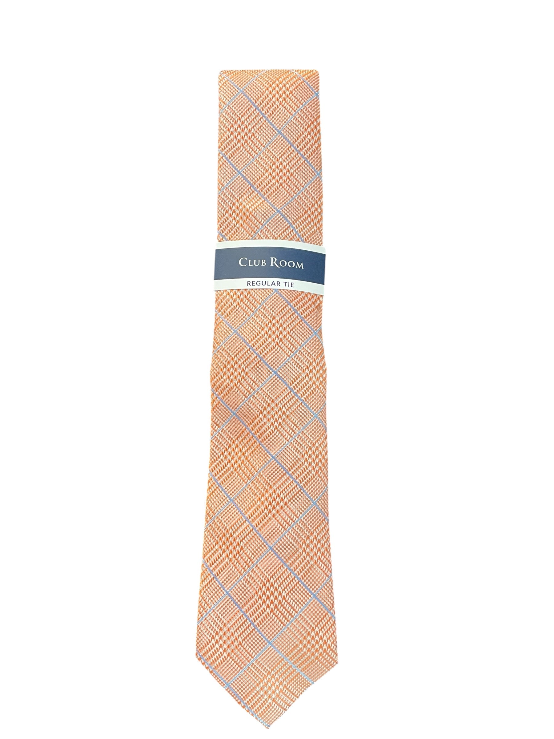 Club Room Mens Classic Plaid Neck Tie Orange Blue