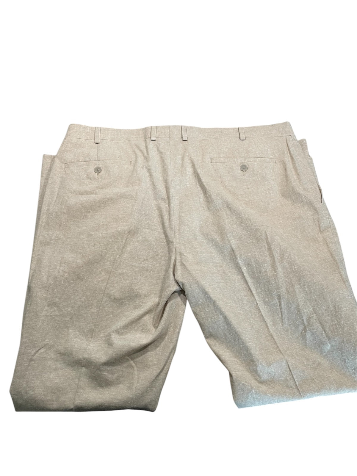 Kenneth Cole Reaction Mens Slim-Fit Stretch Linen Blend Pants Cream Tan 40 x 32