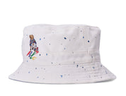 Polo Ralph Lauren Men's Splatter Bear Logo Bucket Hat White Multi Size Large