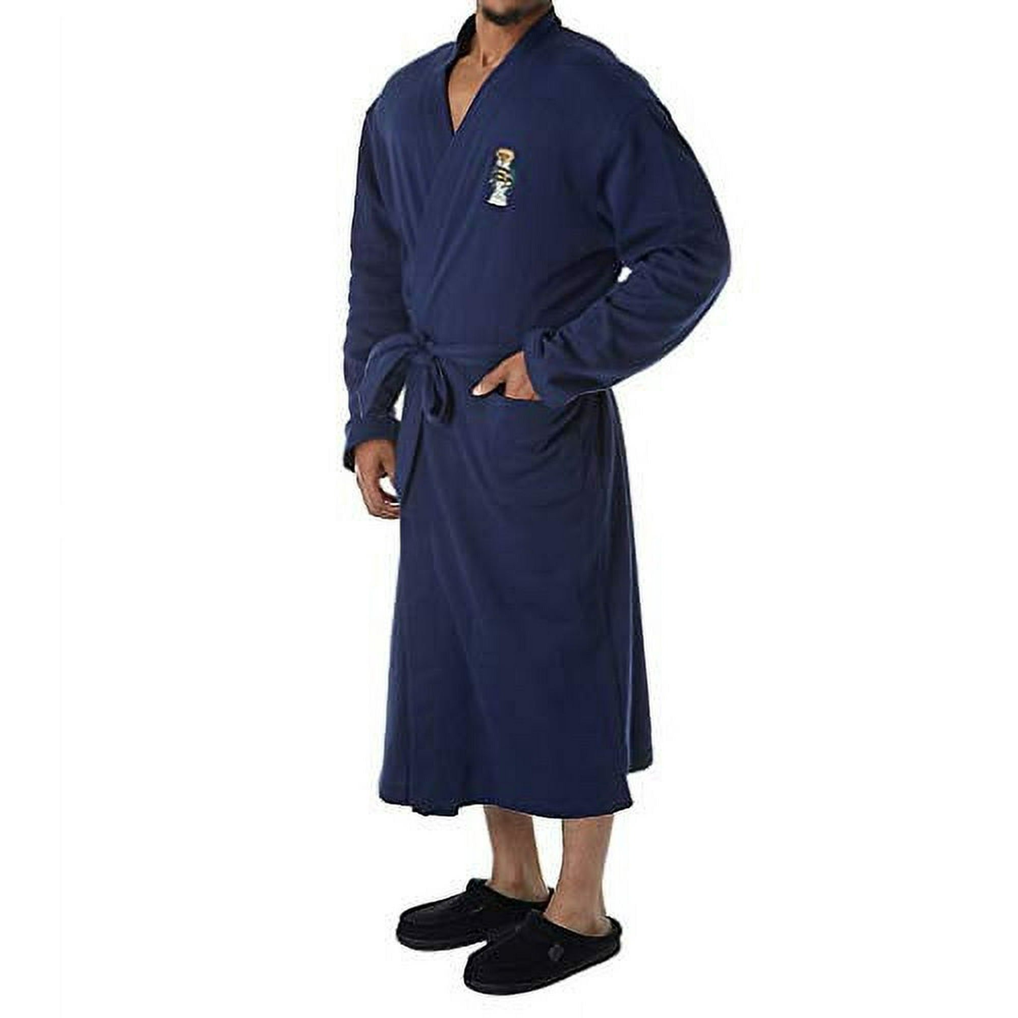 Polo Ralph Lauren Mens Bear Logo Plush Robe Cruise Navy Blue Large / XL