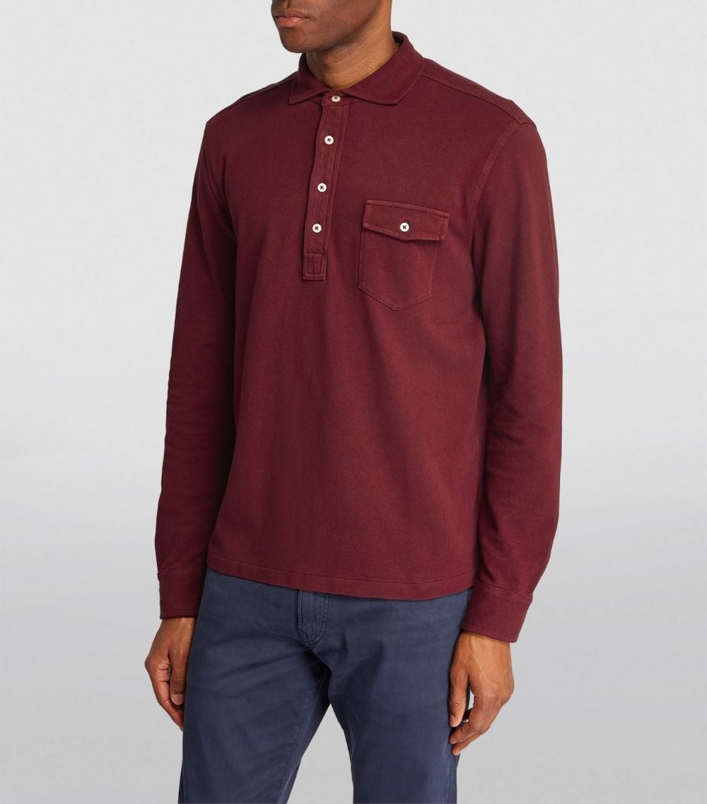 Polo Ralph Lauren Classic Fit Mesh Long Sleeve Polo Shirt Small Wine Red