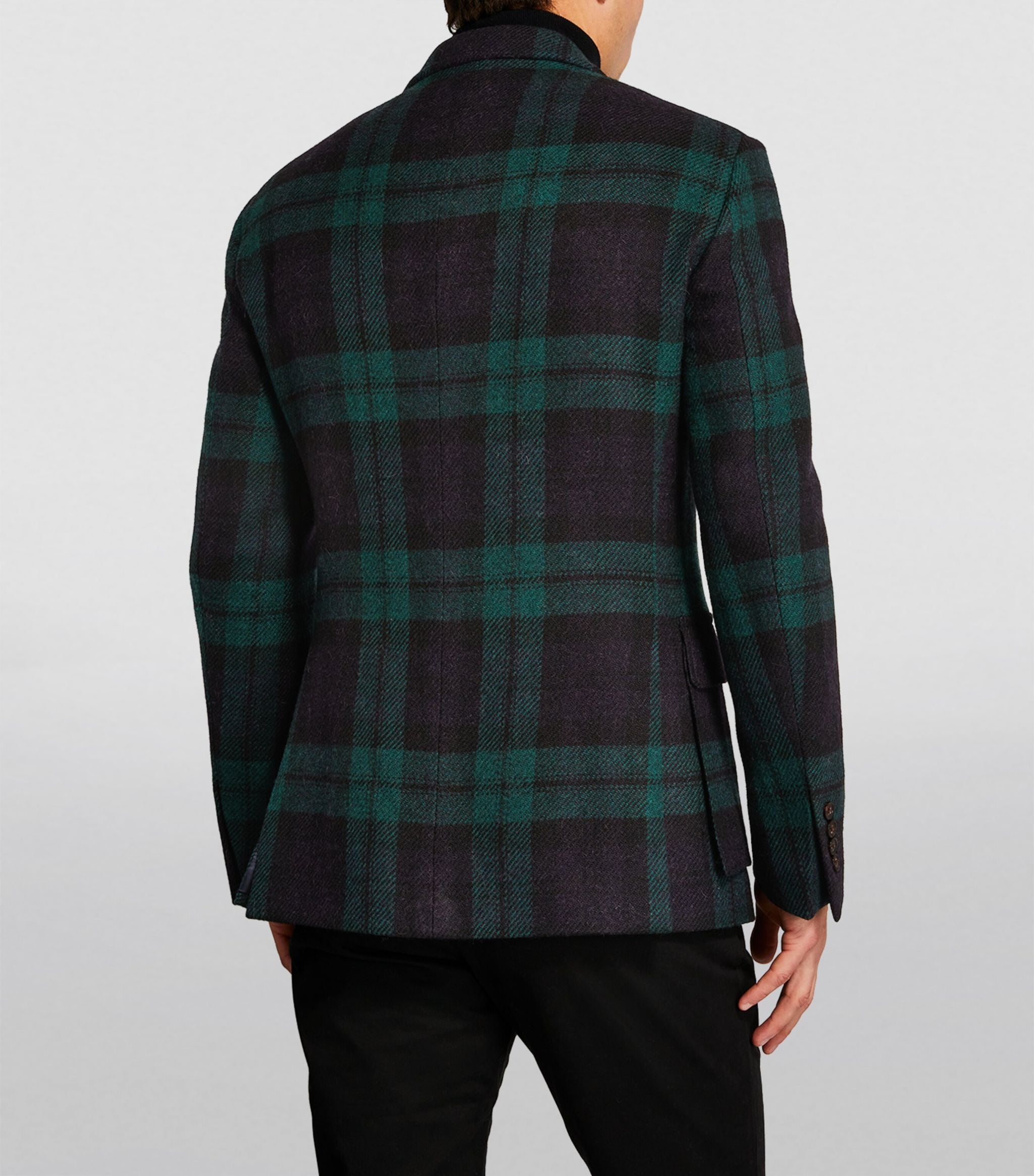 Polo Ralph Lauren RL67 Trim Fit Plaid Tweed Wool Blazer 44R Blackwatch Green
