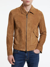 John Varvatos Mens Ellison Blouson Suede Leather Jacket Size 50 US 40 Copper