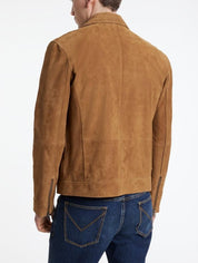 John Varvatos Mens Ellison Blouson Suede Leather Jacket Size 50 US 40 Copper