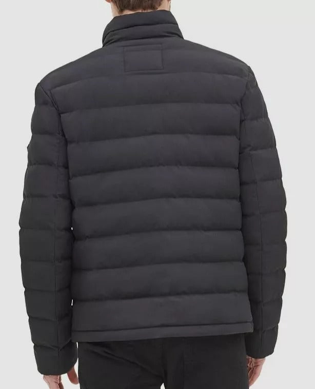 Dkny Mens Puffer Jacket Coat Large Black Solid