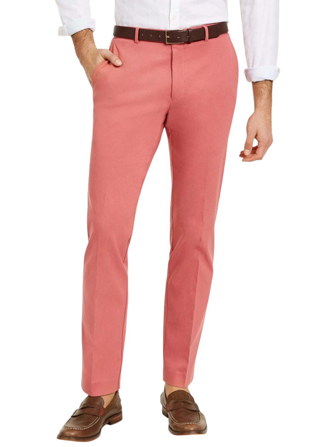 Tommy Hilfiger Mens Modern fit Dress Pants 33 / 32 Light Red Solid