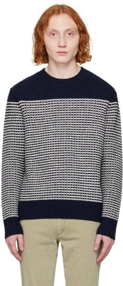 Rag & Bone Ernie Color Blocked Wool Sweater Large Navy Blue