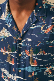 Faherty Brand Mens Vintage SS Rayon Camp Shirt Medium