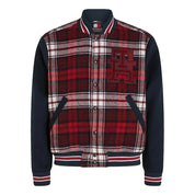 Tommy Hilfiger Men's Deep Rouge Tartan Varsity Jacket Medium Red Blue