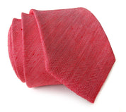 Tommy Hilfiger Men's Herringbone Linen Red Necktie Tie