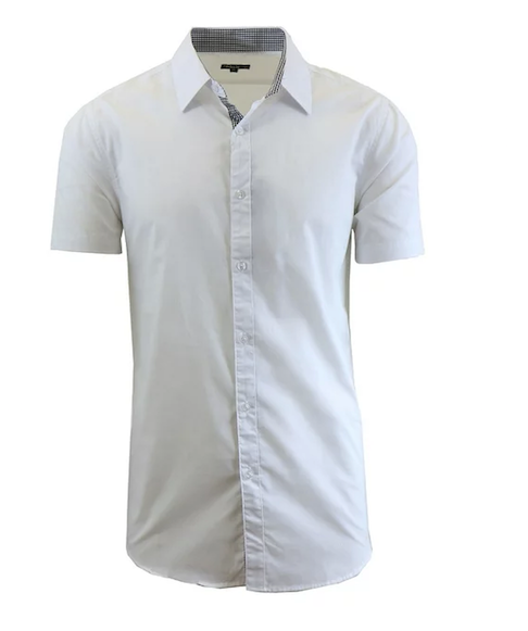 Galaxy By Harvic Mens Slim Fit Short Sleeve Dress Shirt White XL
