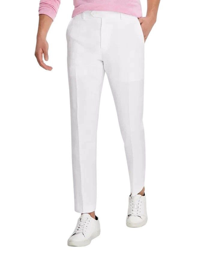 Tommy Hilfiger Mens Modern fit Linen Dress Pants 34 / 32 White Solid