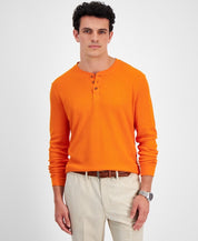 Club Room Mens  fit Long Sleeve T-Shirt Shirt Medium Orange Solid