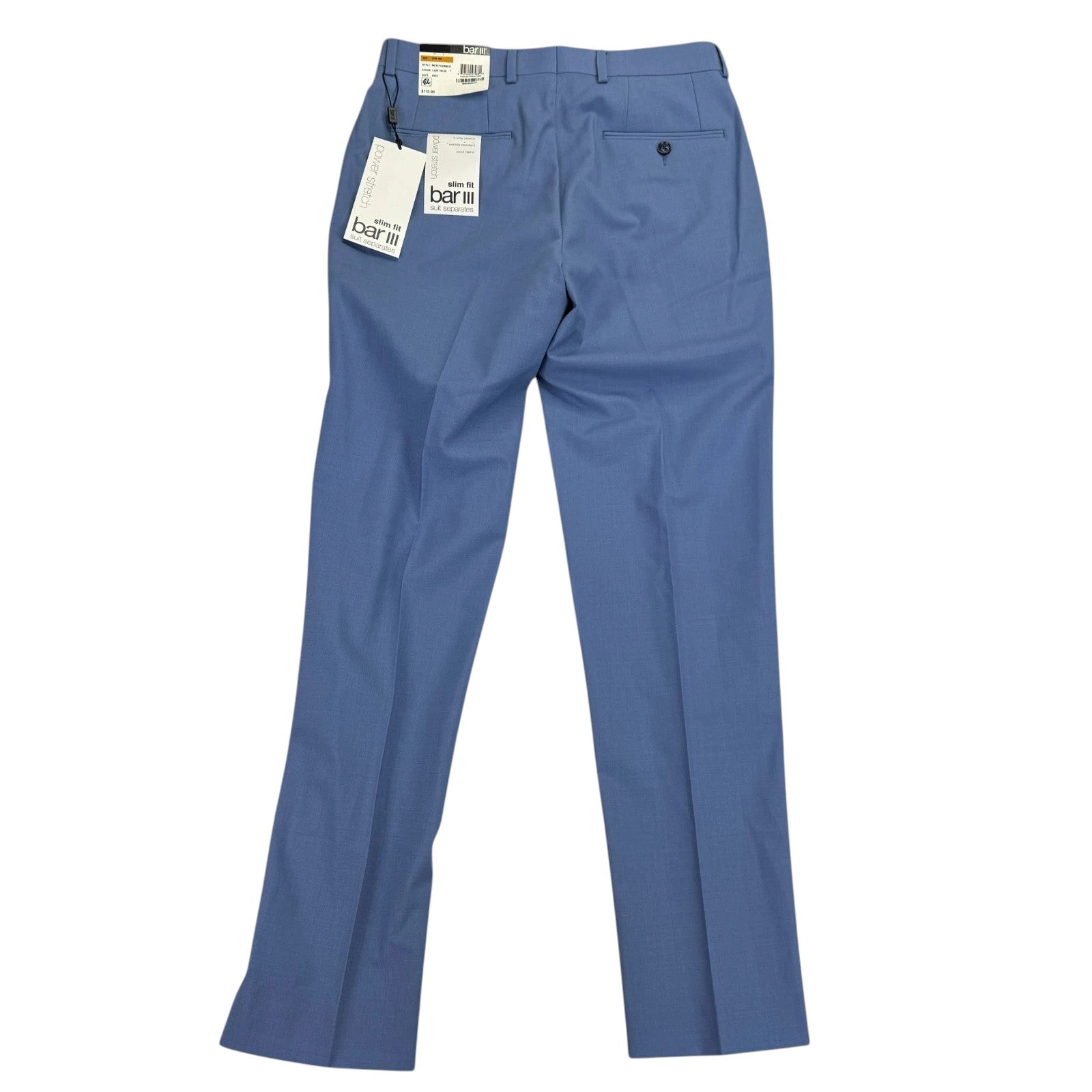 Bar Iii Mens Slim fit Wool Dress Pants 30 / 30 Periwinkle Blue Solid