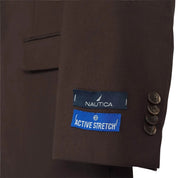 Nautica Mens Modern Fit 2 Piece Suit 40 R / 34 Waist Brown Solid Stretch