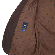 Nautica Mens Modern Fit 2 Piece Suit 40 R / 34 Waist Brown Solid Stretch