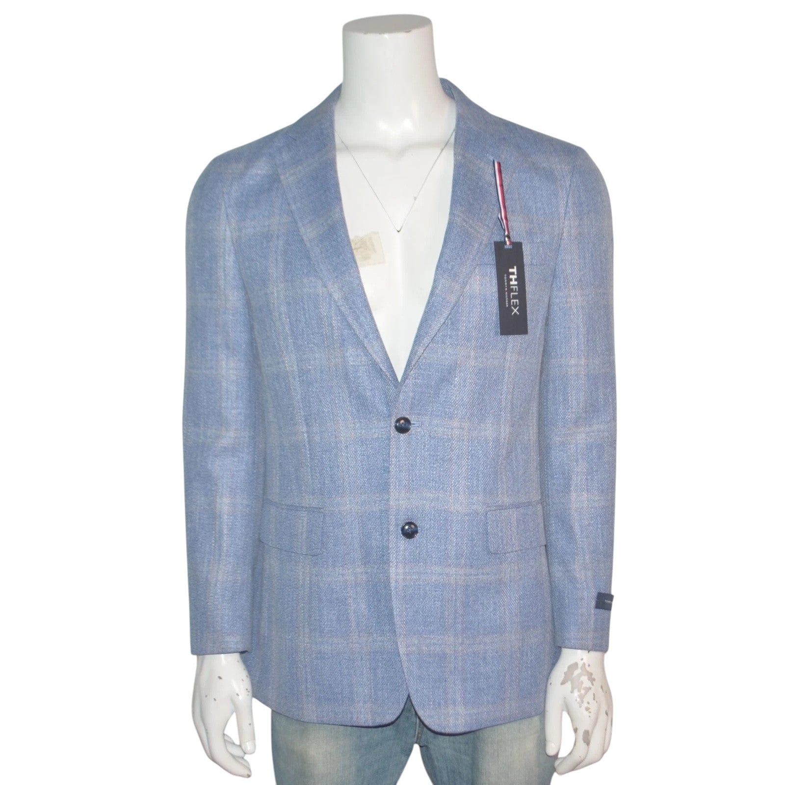 Tommy Hilfiger Mens Modern Fit Sport Coat Blazer 36 R Light Blue Plaid